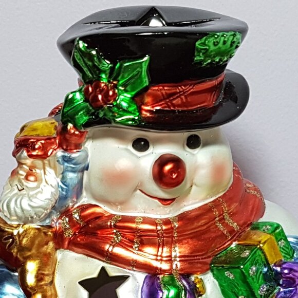 Iridescent Snowman Votive Candle Holder - Picture 2 of 2